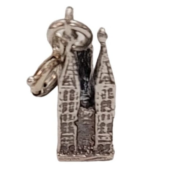 800 Silver Round Spring Clasp Koln Cologne Cathedral Germany Charm E329 - Picture 8 of 12